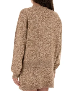 Women's Two-Tone Wool Blend Cardigan Brownivory 1.outer Fabric:silk Maglieria Sweater