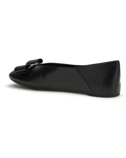 Women's Vara Bow Ballerinas Black Calf Leather Bos Taurus Flat Shoes