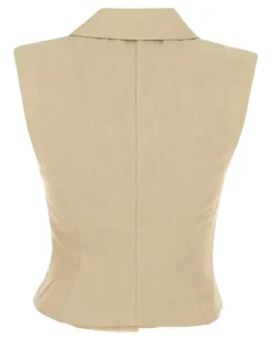 Women's Vest Beige Linen Vests