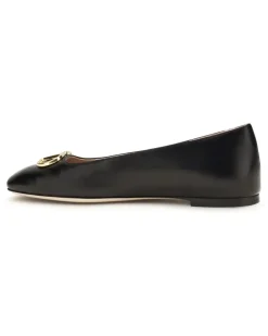 Women's Vlogo Signature Ballerinas Nero Calf Leather Bos Taurus Flat Shoes Black