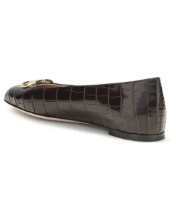 Women's Vlogo Signature Croc-Effect Ballerinas Oak Brown Flat Shoes