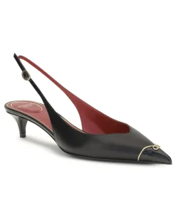 Women's Vlogo Signature Kitten-Heel Slingback Pumps Nero High Heel Shoes Black
