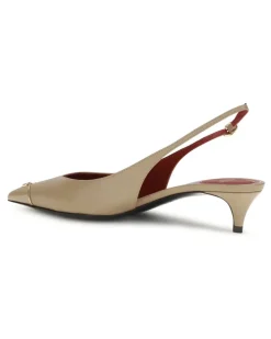 Women's Vlogo Signature Kitten-Heel Slingback Pumps Cammello High Heel Shoes Beige