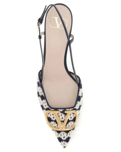 Women's Vlogo Signature Slingback Pumps Crochet Fabric 3nl Goatskin-Hircus Goatskin Goatskin/hircus High Heel Shoes Multicolor