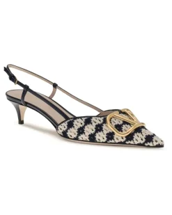 Women's Vlogo Signature Slingback Pumps Crochet Fabric 3nl Goatskin-Hircus Goatskin Goatskin/hircus High Heel Shoes Multicolor