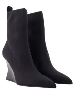 Women's Wedge Ankle Boot Black Cotton