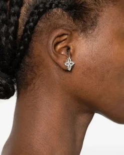 Women's White Gold Diamond Flower Earrings Aw25 W