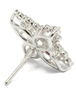 Women's White Gold Diamond Flower Earrings Aw25 W