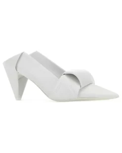 Women's White Leather Origami Mules Optic Scarpe Con Tacco High Heel Shoes