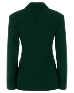 Women's Wool Blend Blazer Green Viscose Silk Blazers