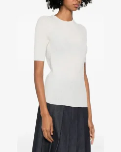 Women's Wool Blend Knitted Top Aw25 W White