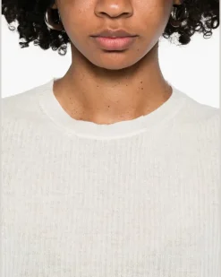 Women's Wool Blend Knitted Top Aw25 W White