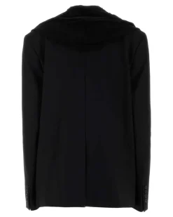 Women's Y Project Draped Hood Blazer Black Polyester Wool Elastane Blazers