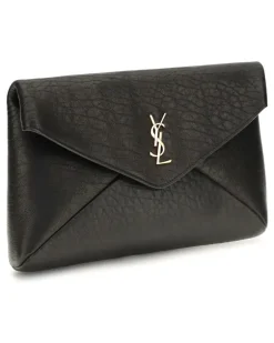Women's Ysl Busta Pouch W_haka Moira L Nero Lamb Ovis Aries Wallet Black