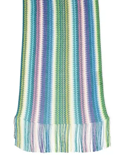 Women's Zig Zag Striped Scarf Multicolor Viscose