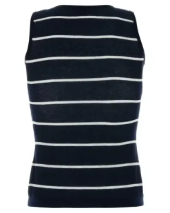 Women Tank Top Navy Cotton Nylon Sweater