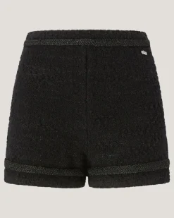 Wool shorts with sequins Black