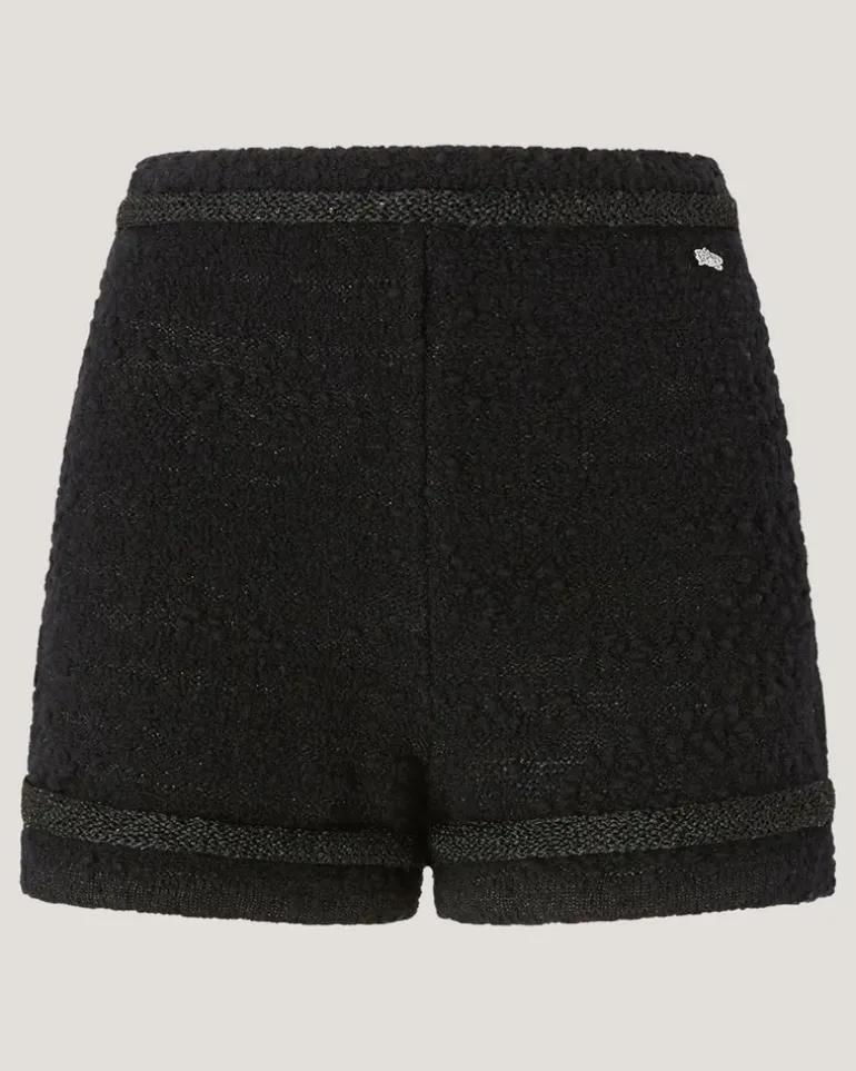 Wool shorts with sequins Black