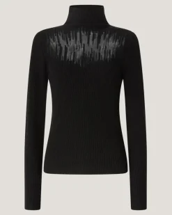 Wool sweater with sheer detail Black