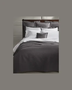Wurfkissen aus Atlas mit Argyle-Muster Grey