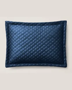 Wurfkissen aus Atlas mit Argyle-Muster Blue