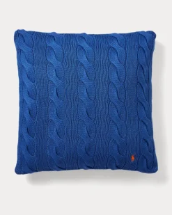 Wurfkissen Hanley mit Zopfmuster Blue
