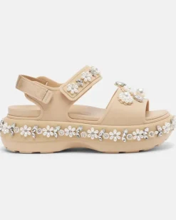 X Crocs Verzierte Plateausandalen Beige