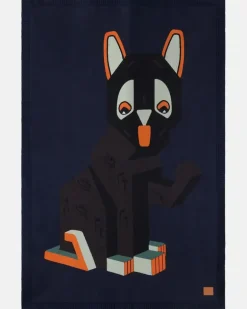 X Louis Wain Decke Futurist Cat aus Wolle Blau