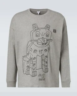X Louis Wain Longsleeve aus Baumwoll-Jersey Grau