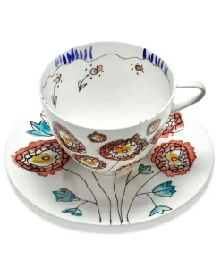 x Marni Midnight Flowers Cappuccino-Tasse und -Untersetzer (2er-Set) - Weiß