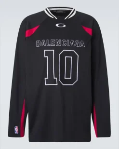 X NBA Longsleeve aus Jersey Schwarz