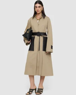 Zaman Cotton Leather Trench Coat - 44