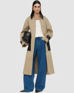 Zaman Cotton Leather Trench Coat - 44
