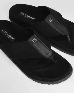 Zehentrenner Aus Stoff - Mann Sandalen Und Slides Schwarz Black