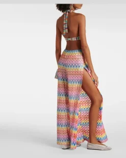 Zickzack Jumpsuit aus Lamé aus Baumwollgemisch Multicolor