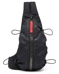 Zip-D-Sling-Tasche aus kariertem Jacquard-Shell - Schultertaschen - Herren - Schwarz