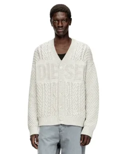 Zopfmuster-Strickjacke mit Diesel-Logo - Strickwaren - Herren - Grau