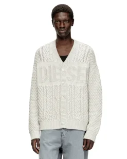 Zopfmuster-Strickjacke mit Diesel-Logo - Strickwaren - Herren - Grau