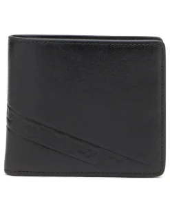 Zweifach gefaltete Lederbrieftasche mit geprägtem Logo - Kleine Portemonnaies - Herren - Schwarz
