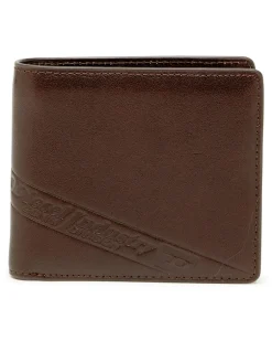 Zweifach gefaltete Lederbrieftasche mit geprägtem Logo - Kleine Portemonnaies - Herren - Braun
