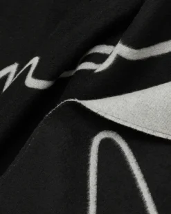 Zweifarbiger Schal aus Wolle und Seide mit Logo-Schriftzug Schwarz