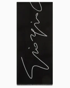 Zweifarbiger Schal aus Wolle und Seide mit Logo-Schriftzug Schwarz