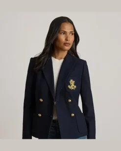 Zweireihiger Blazer aus Stretchpiqué Blue