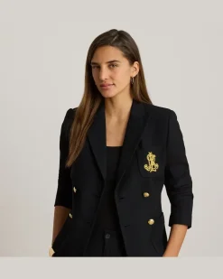 Zweireihiger Blazer aus Stretchpiqué Black