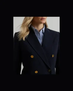 Zweireihiger Blazer aus Wollkrepp Blue
