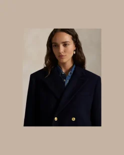 Zweireihiger Blazer aus Wollmelton Blue