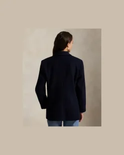 Zweireihiger Blazer aus Wollmelton Blue