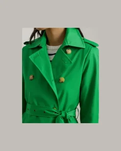Zweireihiger Trenchcoat mit Baumwolle Green