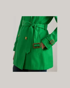 Zweireihiger Trenchcoat mit Baumwolle Green