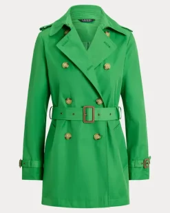 Zweireihiger Trenchcoat mit Baumwolle Green